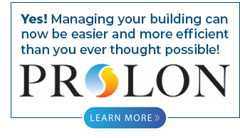 Banner promoting PROLON: 'Yes! Managing your building can now be easier and more efficient than you ever thought possible.' with a Learn More button below the logo.